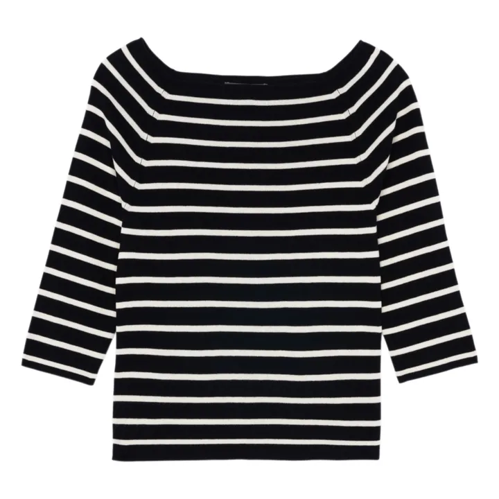 Top Marinière Seda y Cachemira | Negro- Imagen del producto n°0