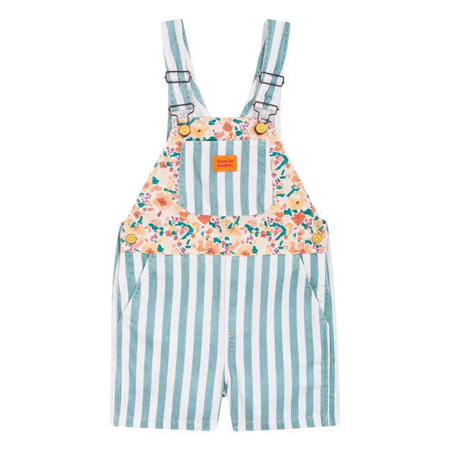 Latzhose Short Blume | Pfauenblau
