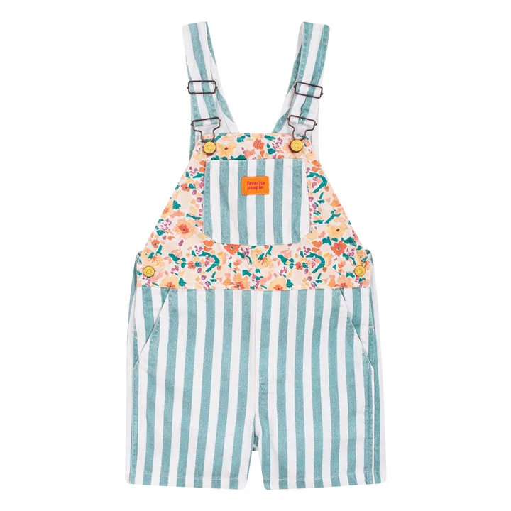Salopette Short Fleur | Bleu canard- Image produit n°0