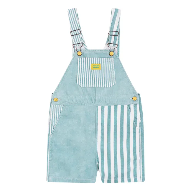 Dungarees Short Stripes | Peacock blue
