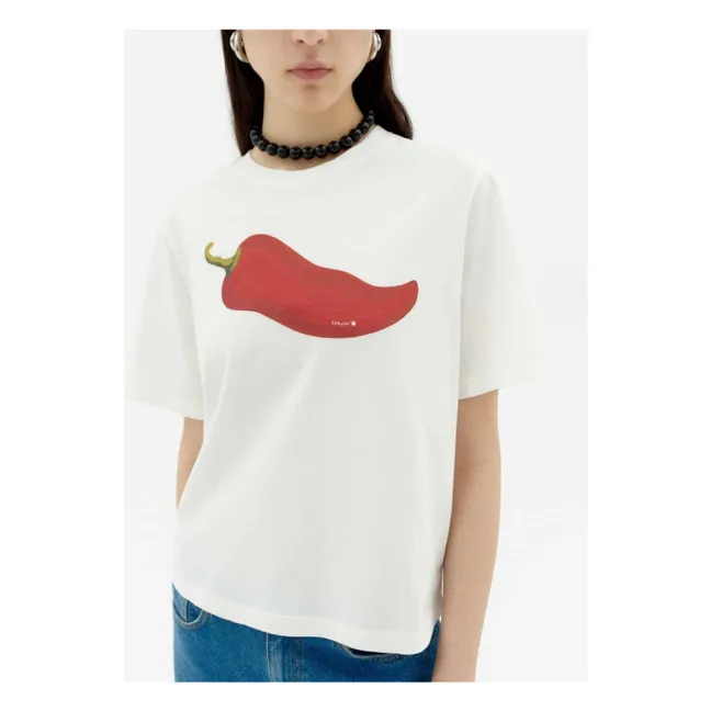 Camiseta de algodón orgánico Chilli Lucia | Blanco