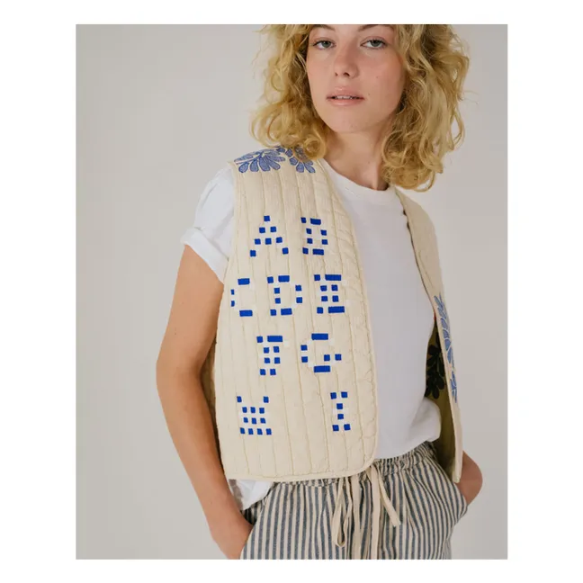 Corto Mikado Sleeveless Jacket | Ecru