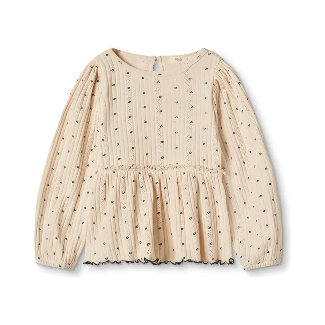 Pointelle Olivia organic cotton blouse | Cream