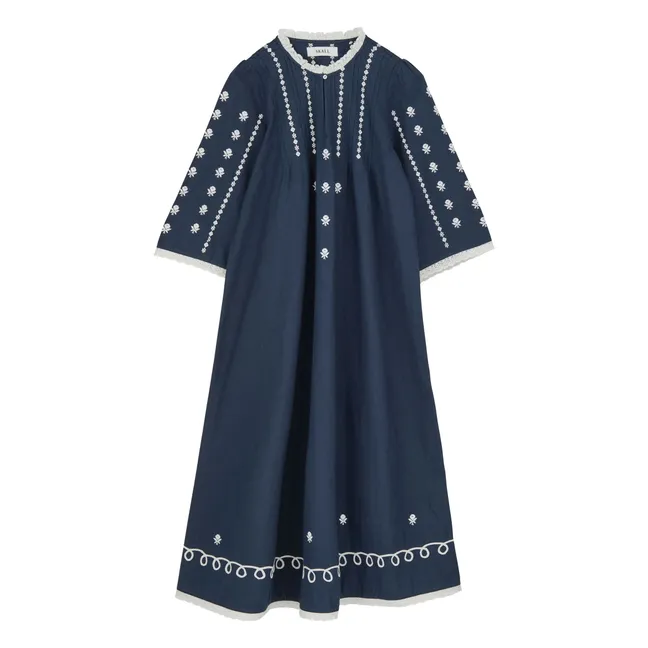 Kleid Freya aus Bio-Baumwolle und Leinen | Navy