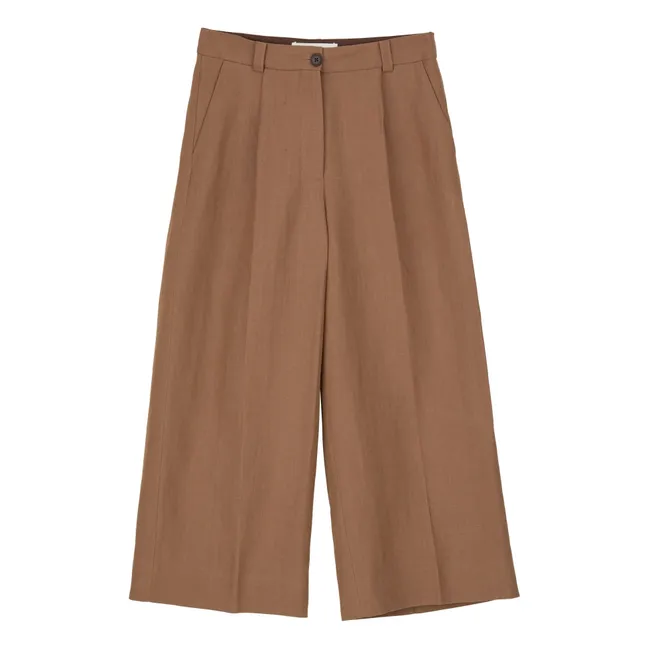 Emmeri Hose Recyceltes Leinen und Baumwolle | Braun