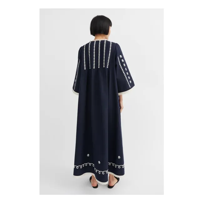 Kleid Freya aus Bio-Baumwolle und Leinen | Navy