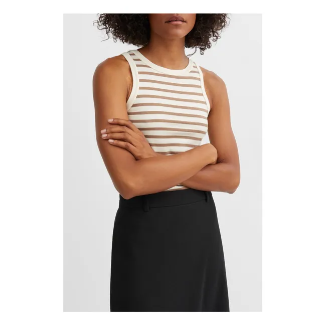 Tanktop Loui Streifen Bio-Baumwolle | Hellbraun