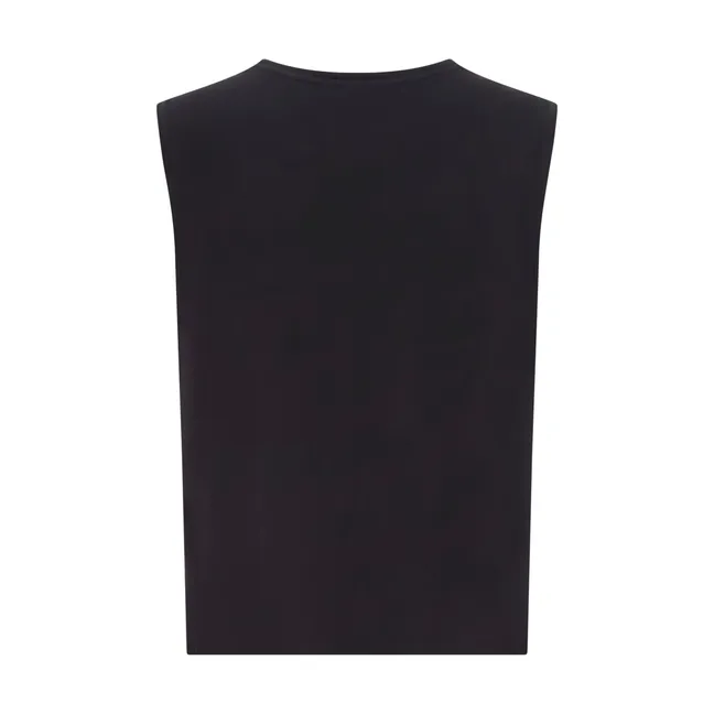 Camiseta de tirantes plisada Algodón orgánico | Negro