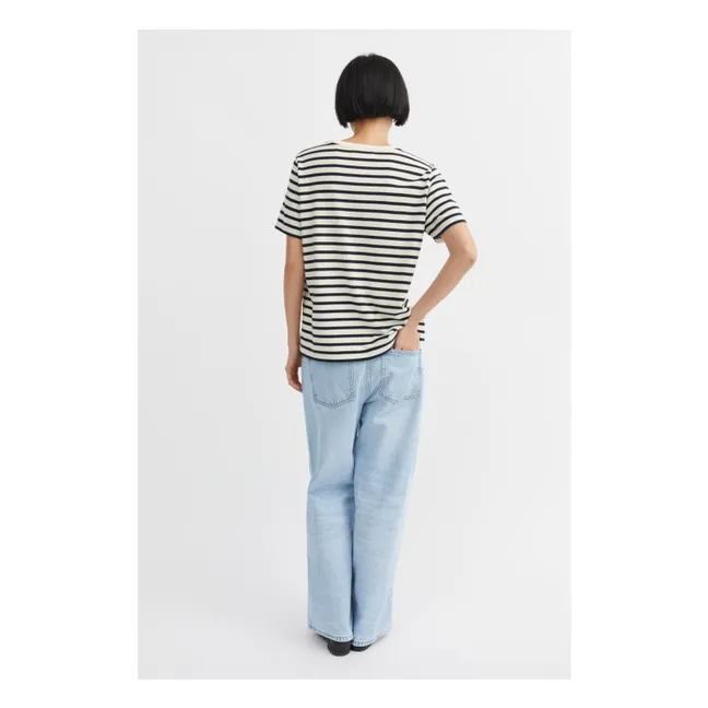 Camiseta Loui Oversize Rayas Algodón Ecológico | Azul Marino