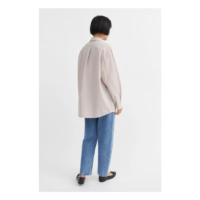 Hemd Edgar Streifen Bio-Baumwolle | Beige