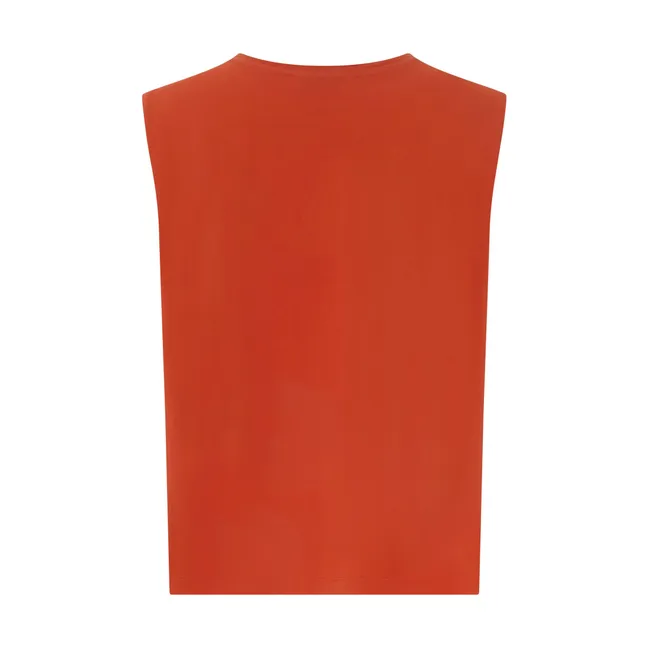 Organic cotton pleated tank top | Coral