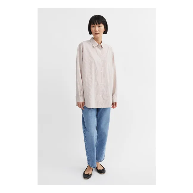 Hemd Edgar Streifen Bio-Baumwolle | Beige