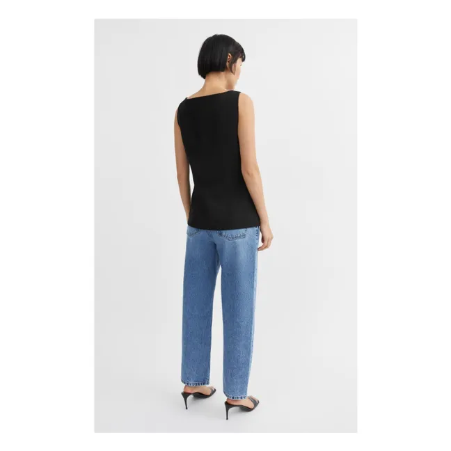 Veste Sans Manches Toni Lin et Coton Recyclé | Noir