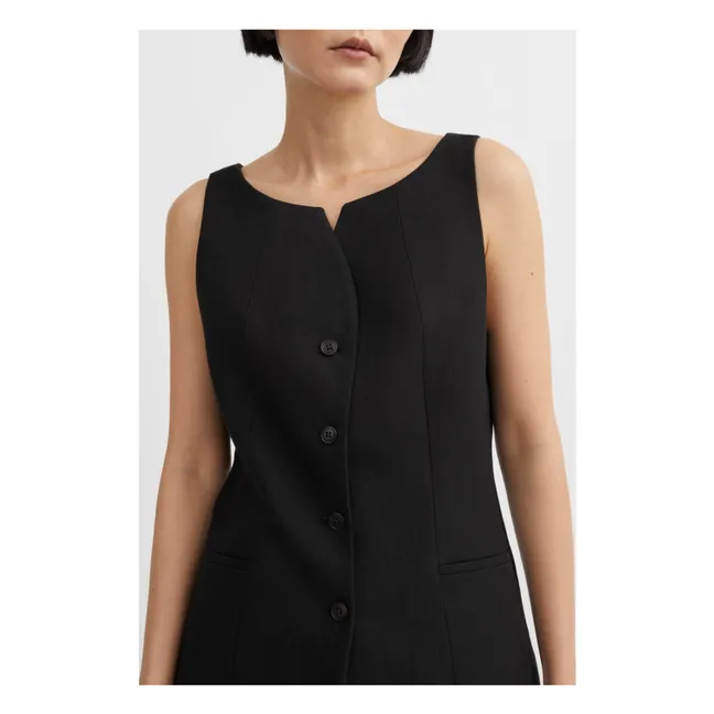 Chaqueta sin mangas Toni Lino y algodón reciclado | Negro