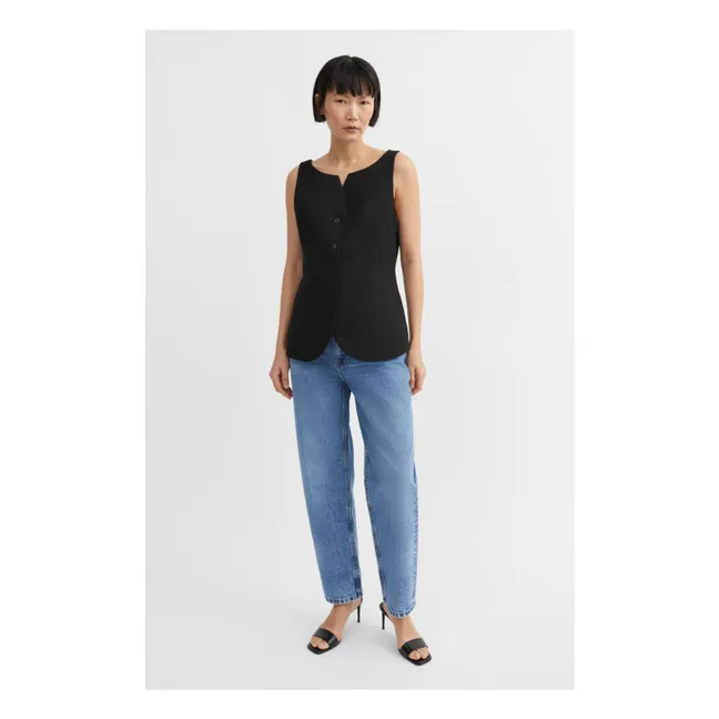 Veste Sans Manches Toni Lin et Coton Recyclé | Noir
