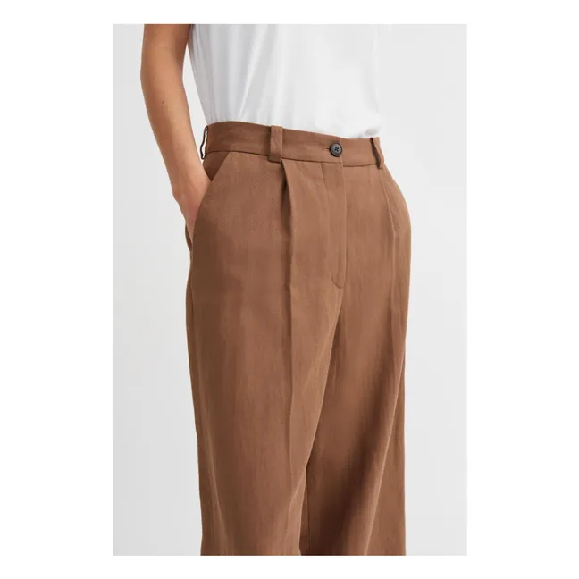 Pantalón Emmeri de lino y algodón reciclado | Marrón