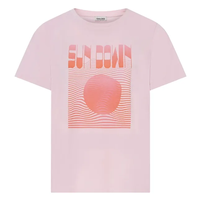 Camiseta estampada Sundown de algodón orgánico | Rosa Bombón