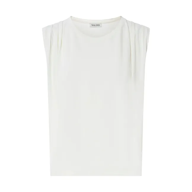 Camiseta de tirantes plisada Algodón orgánico | Blanco Roto