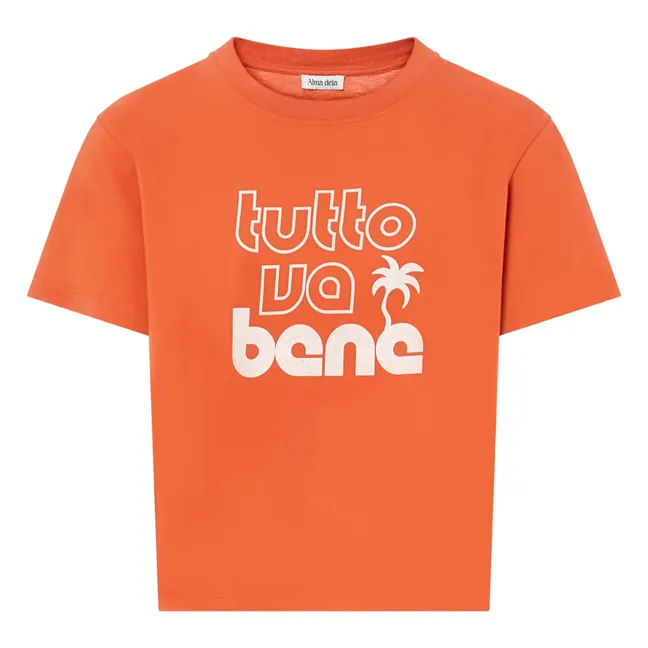 Tutto va Bene T-shirt Boxy stampata Cotone organico | Arancione