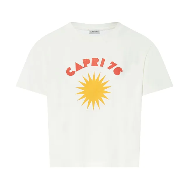 T-shirt in cotone organico Capri 76 stampata e squadrata | Bianco