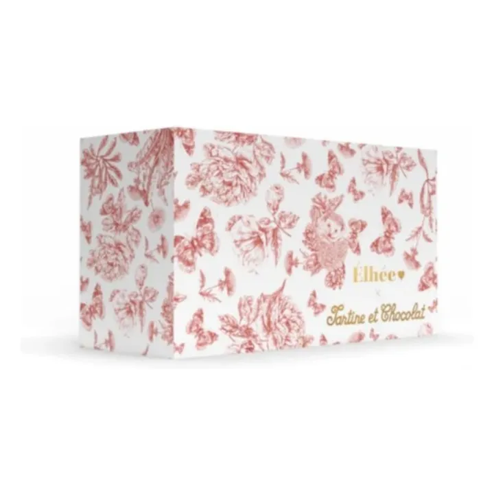 Coffret biberon en silicone médical et doudou lange Augustin le lapin Toile de Jouy  - Elhée x Tartine et Chocolat | Rose pêche- Image produit n°6