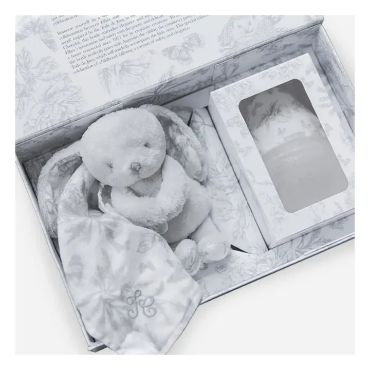 Augustin il coniglio Set biberon e piumone in silicone medicale Toile de Jouy - Elhée x Tartine et Chocolat | Grigio- Immagine del prodotto n°3