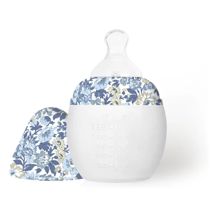 Honey Dew medical silicone feeding bottle and physiological teat - Elhée x Liberty | Blue- Product image n°0