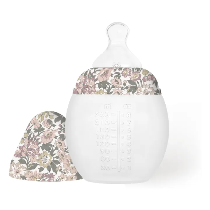 Biberon en silicone médical et tétine physiologique Honey Dew - Elhée x Liberty | Vieux Rose- Image produit n°4
