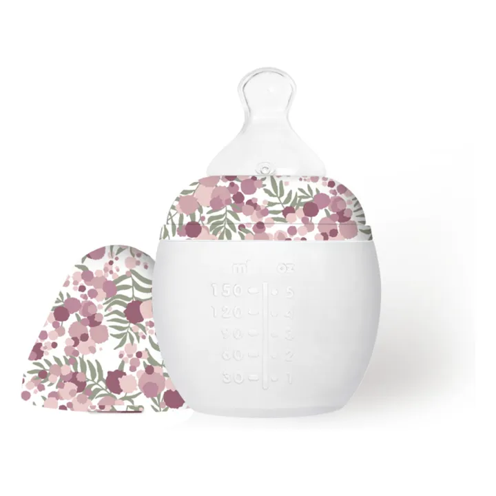 Mimosa Field medical silicone feeding bottle and physiological teat - Elhée x Liberty | Pink- Product image n°0