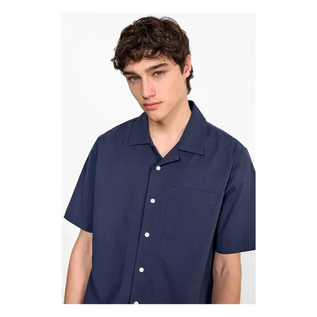 Camicia in seersucker | Blu marino