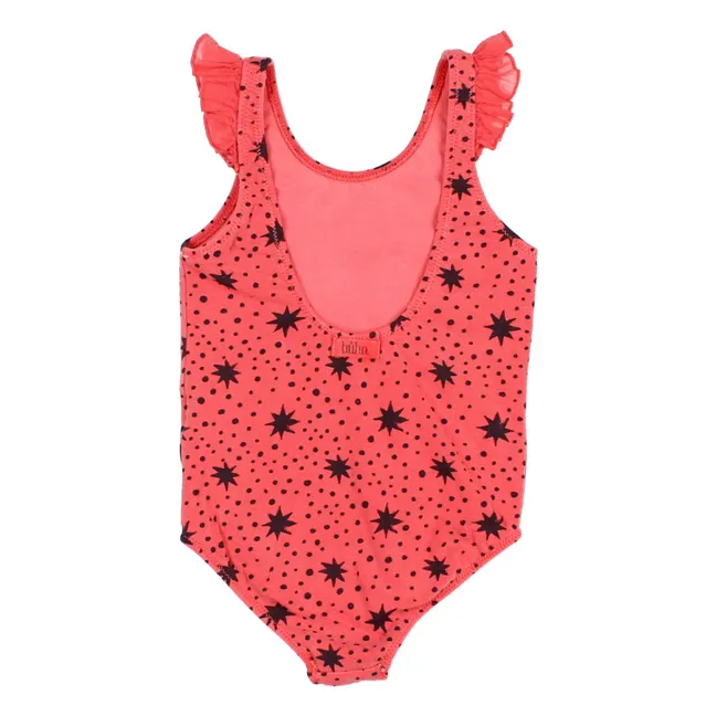 Stars Organic Cotton 1-piece swimsuit | Coral