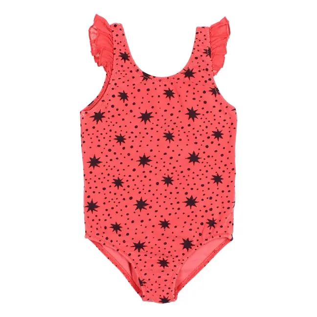 Stars Organic Cotton 1-piece swimsuit | Coral