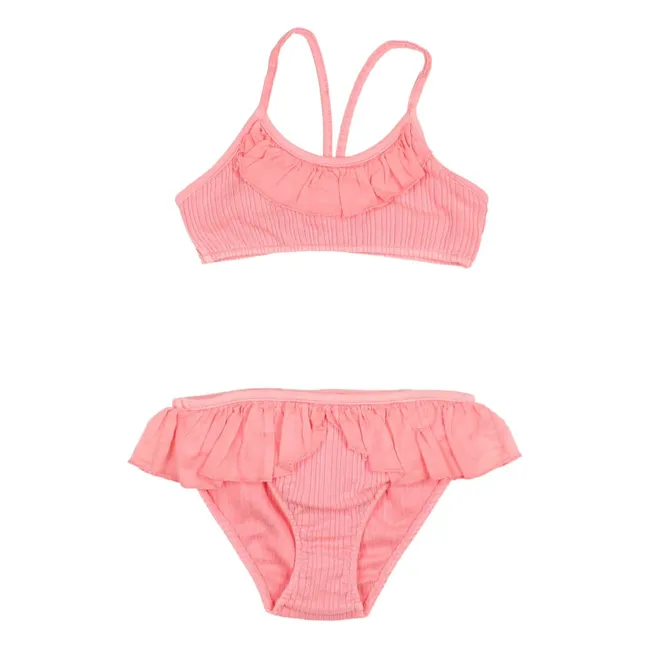 2 Piece Ribbed Swimsuit | Pink