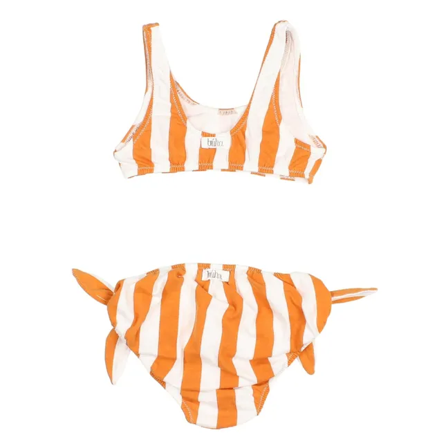 Costume da bagno 2 pezzi a righe in cotone biologico | Albiccocca