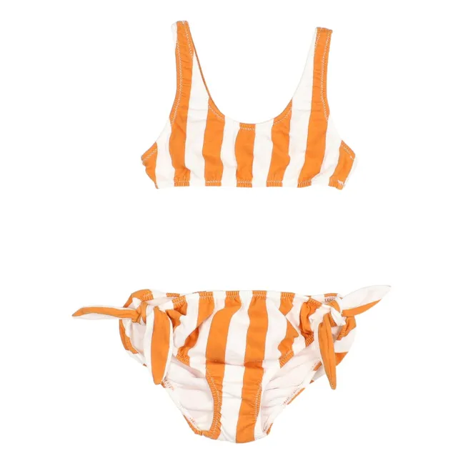 Costume da bagno 2 pezzi a righe in cotone biologico | Albiccocca