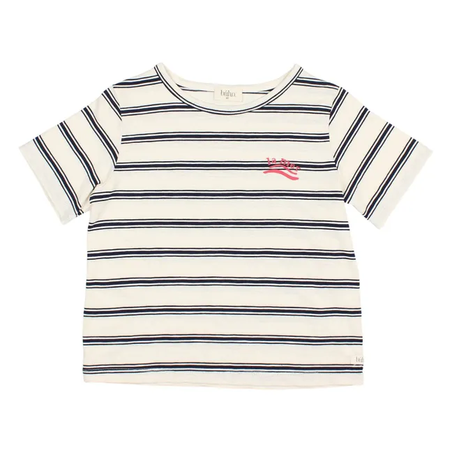 Camiseta de rayas de algodón ecológico | Azul Noche