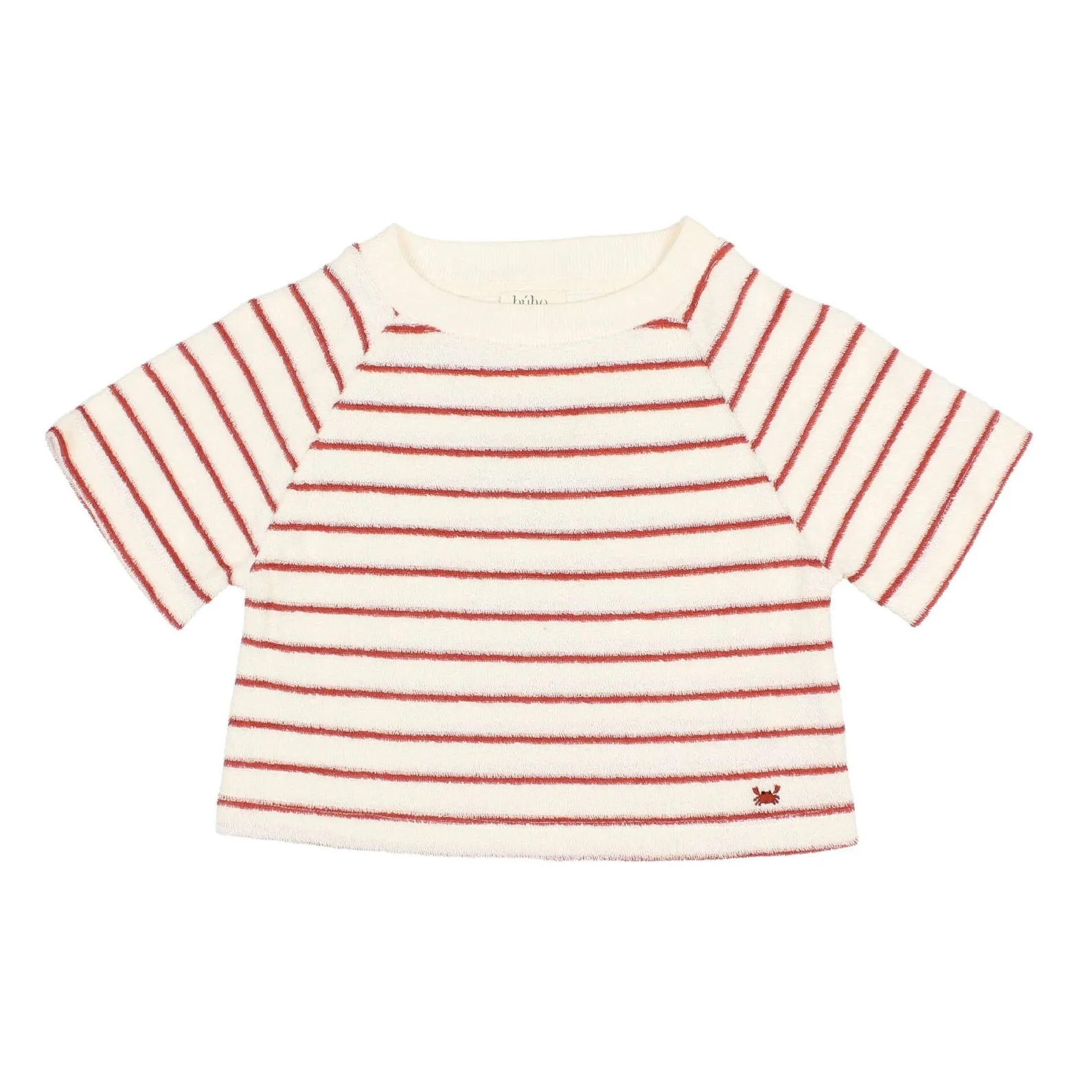 Búho Red Terry Stripes Organic Cotton T-Shirt