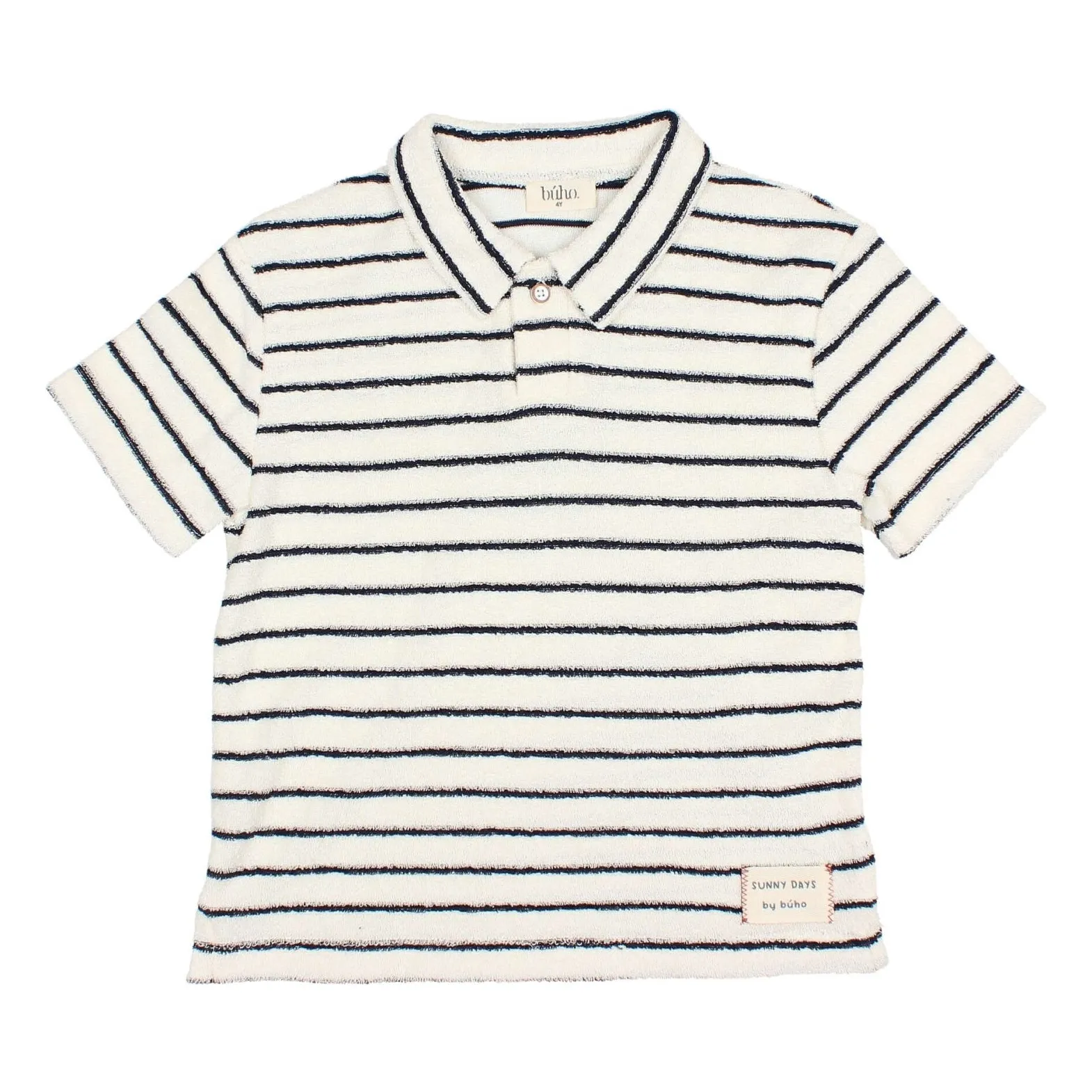 Búho Blue Terry Stripes Organic Cotton Polo Shirt