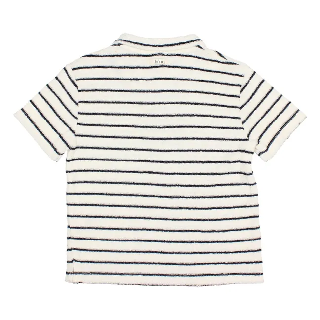 Polo Terry Rayures Eponge Coton Bio | Bleu