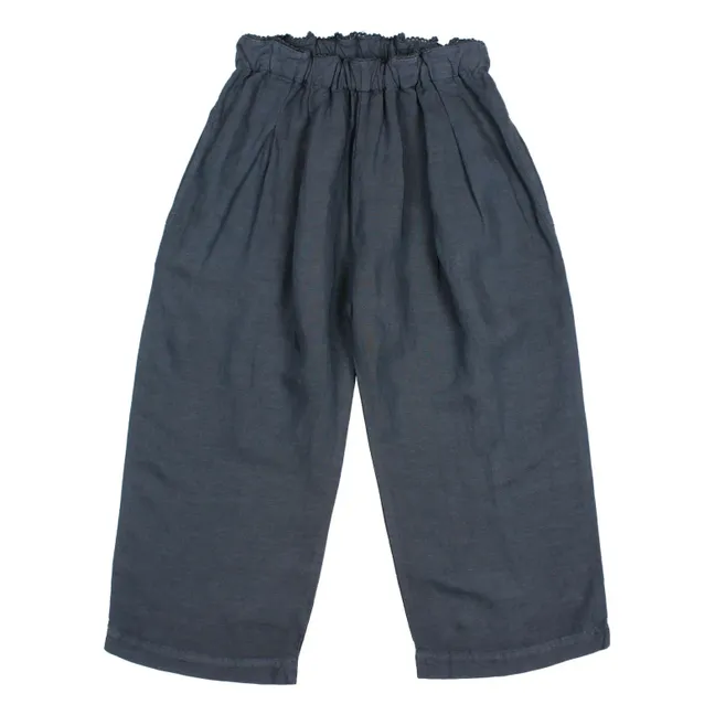 Pantaloni in lino fluido | Blu notte