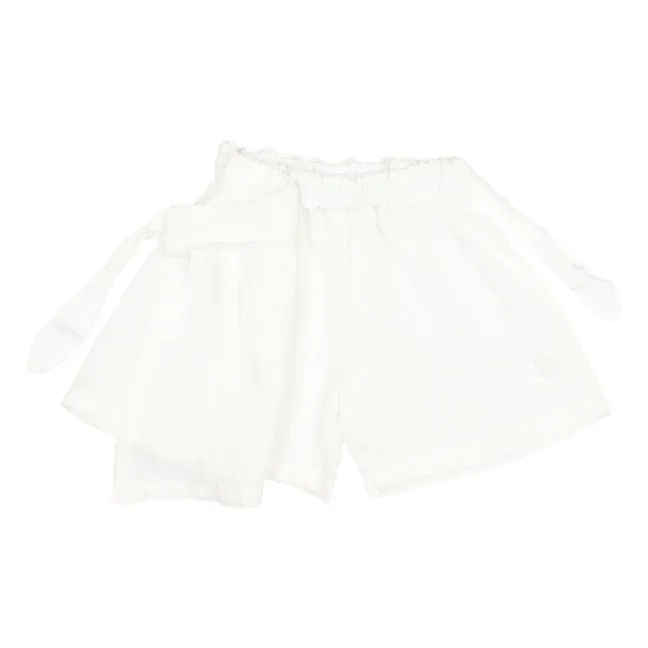 Falda Pantalón de Lino Liso | Blanco