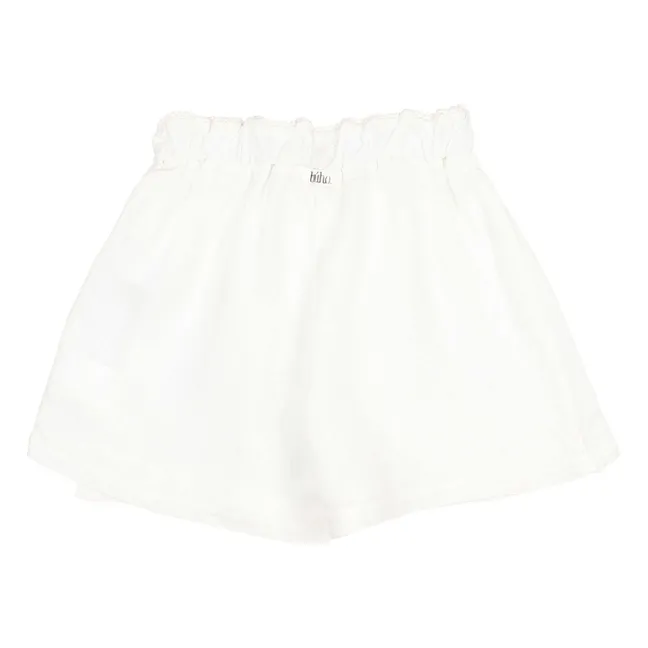 Falda Pantalón de Lino Liso | Blanco