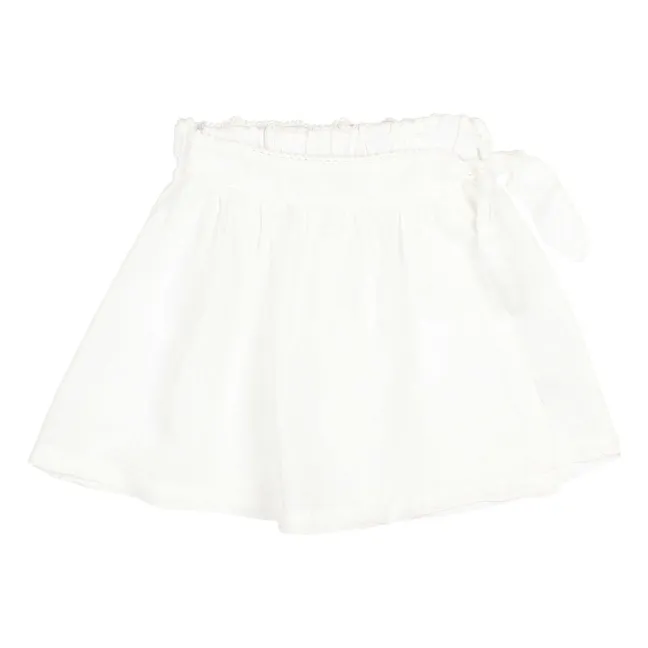 Falda Pantalón de Lino Liso | Blanco