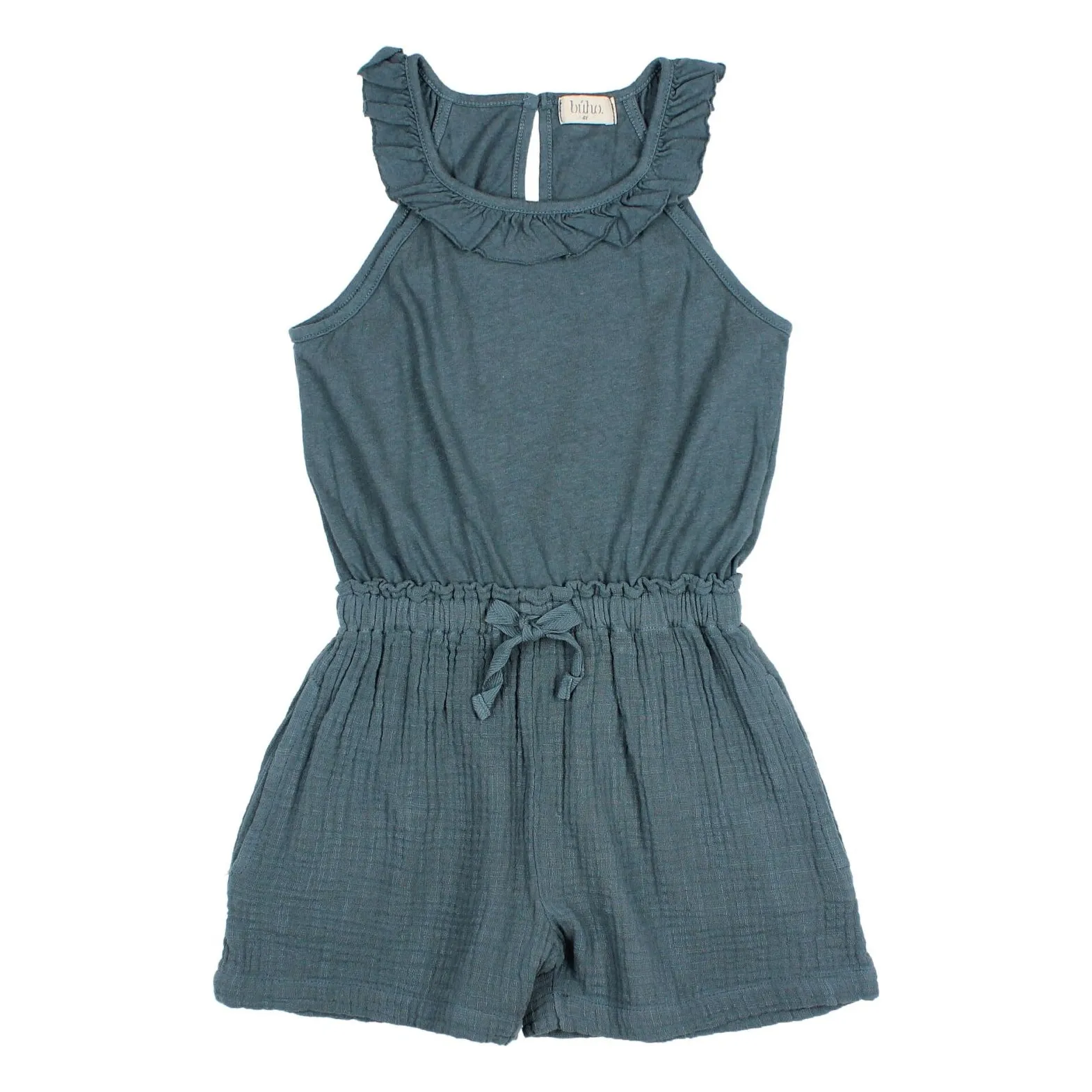 Búho - Combinaison Fille - Bleu Canard - Taille 4 ans - Lin
