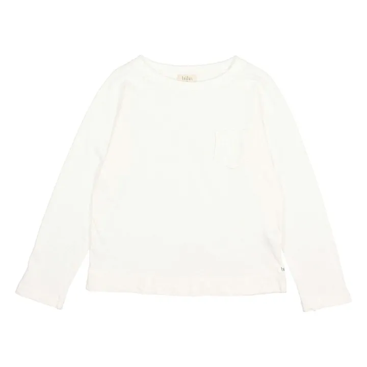T-shirt Manches Longues Poche Lin | Blanc- Image produit n°0