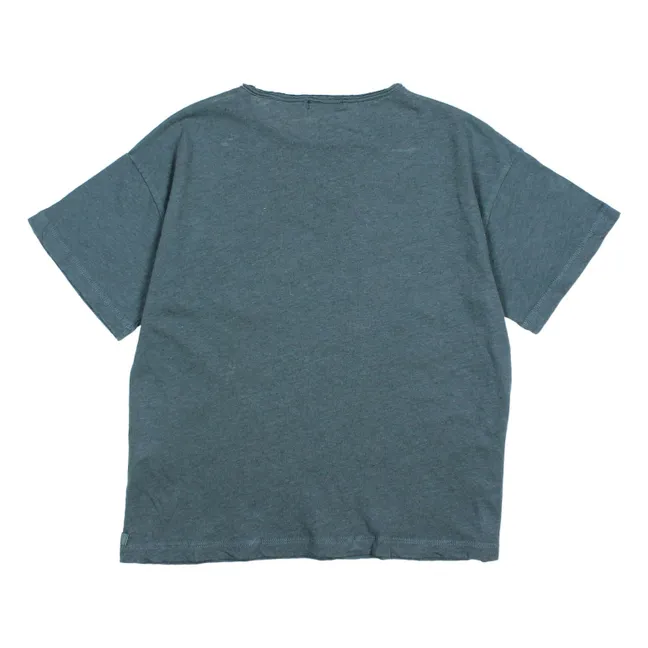 Camiseta con bolsillo de lino | Azul Pato