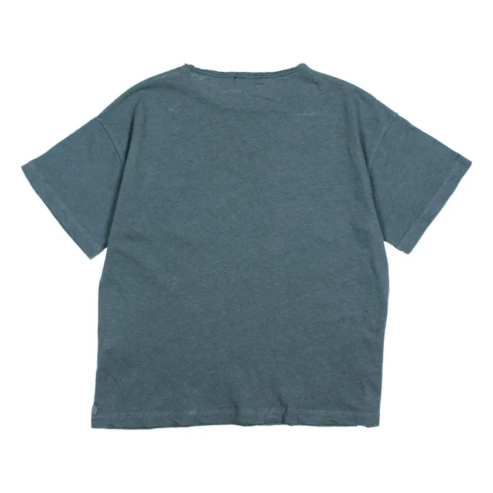 T-shirt Poche Lin | Bleu canard- Image produit n°1