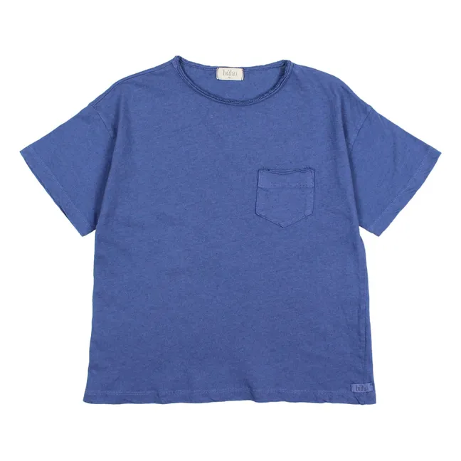 T-shirt Poche Lin | Bleu indigo