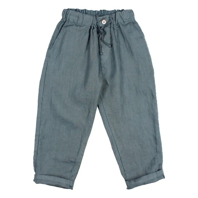 Pantalon Uni Lin | Bleu canard