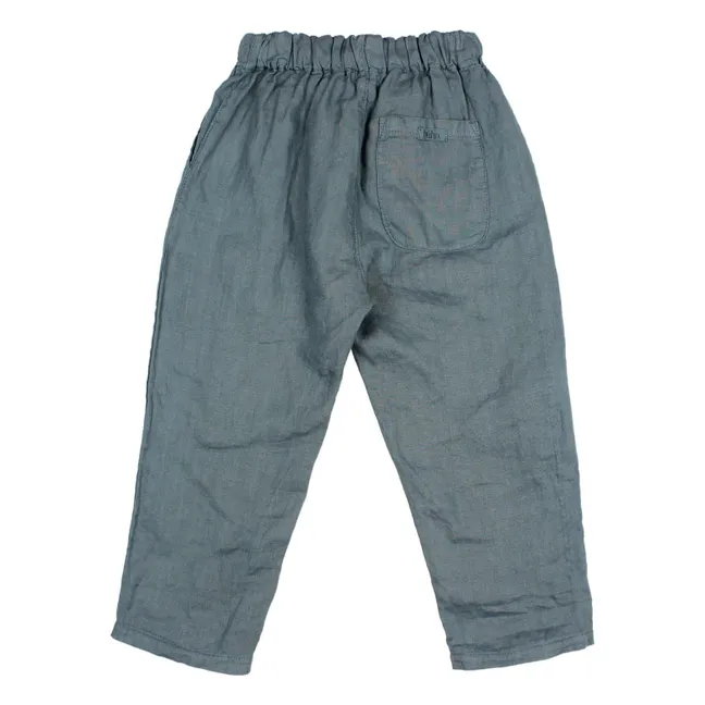 Pantalon Uni Lin | Bleu canard